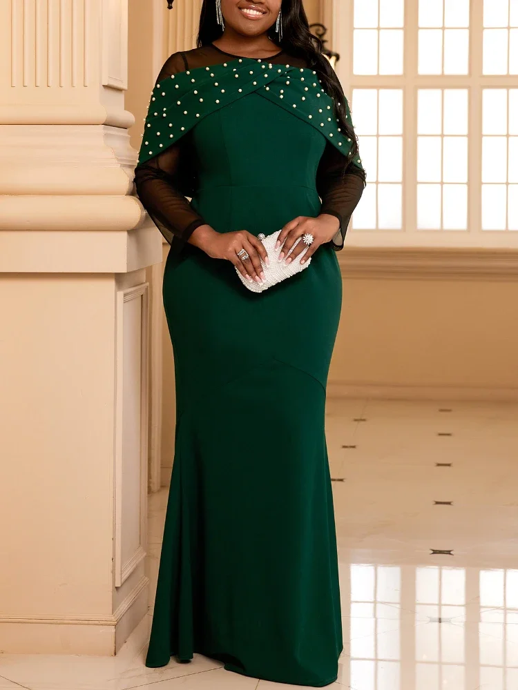 AOMEI Elegant Maxi Mermaid Dress Womens Beading Mesh Panel Long Sleeve Vintage Green Evening Dresses Guest Event Gowns Plus Size
AOMEI Elegant Maxi Mermaid Dress Womens Beading Mesh Panel Long Sleeve Vintage Green Evening Dresses Guest Event Gowns Plus Size