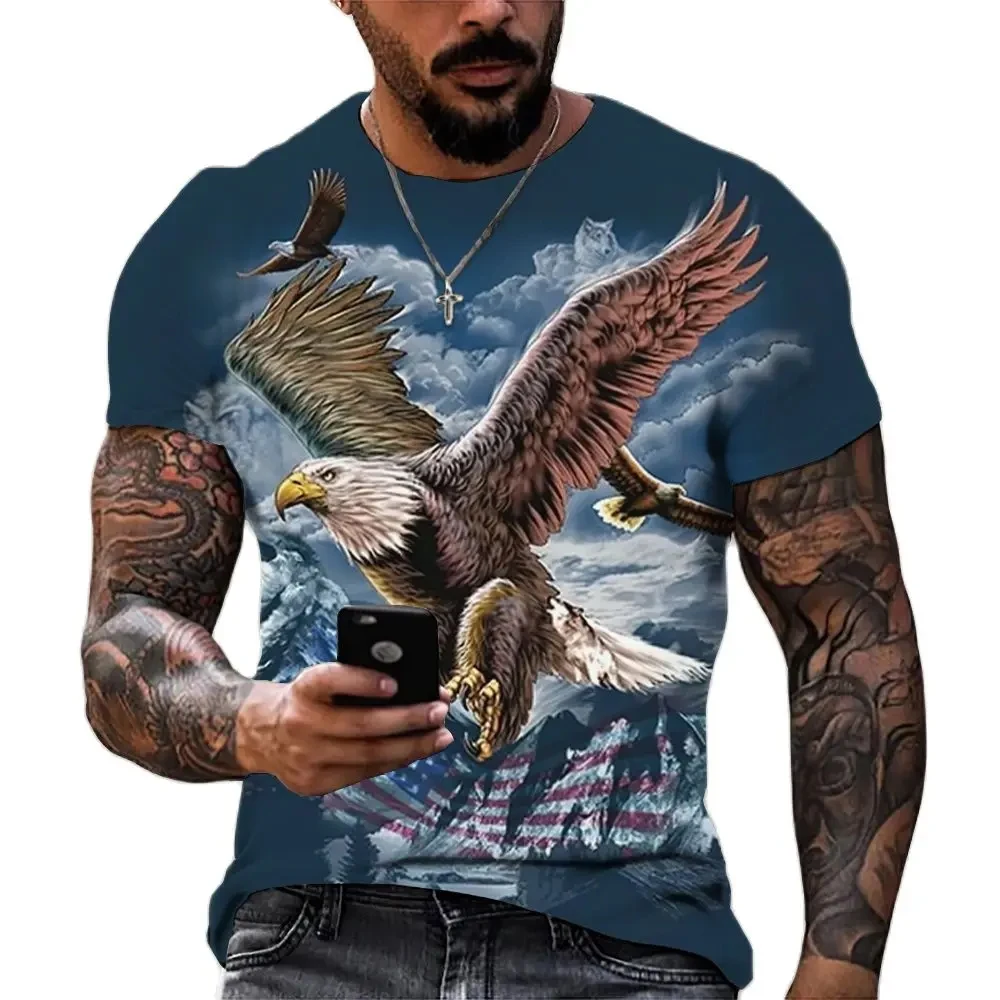 New Men T shirt Animal Print 3D Eagle Print T-shirt Summer Casual Short Sleeve Retro Harajuku Oversized Clothing Tops
New Men T shirt Animal Print 3D Eagle Print T-shirt Summer Casual Short Sleeve Retro Harajuku Oversized Clothing Tops