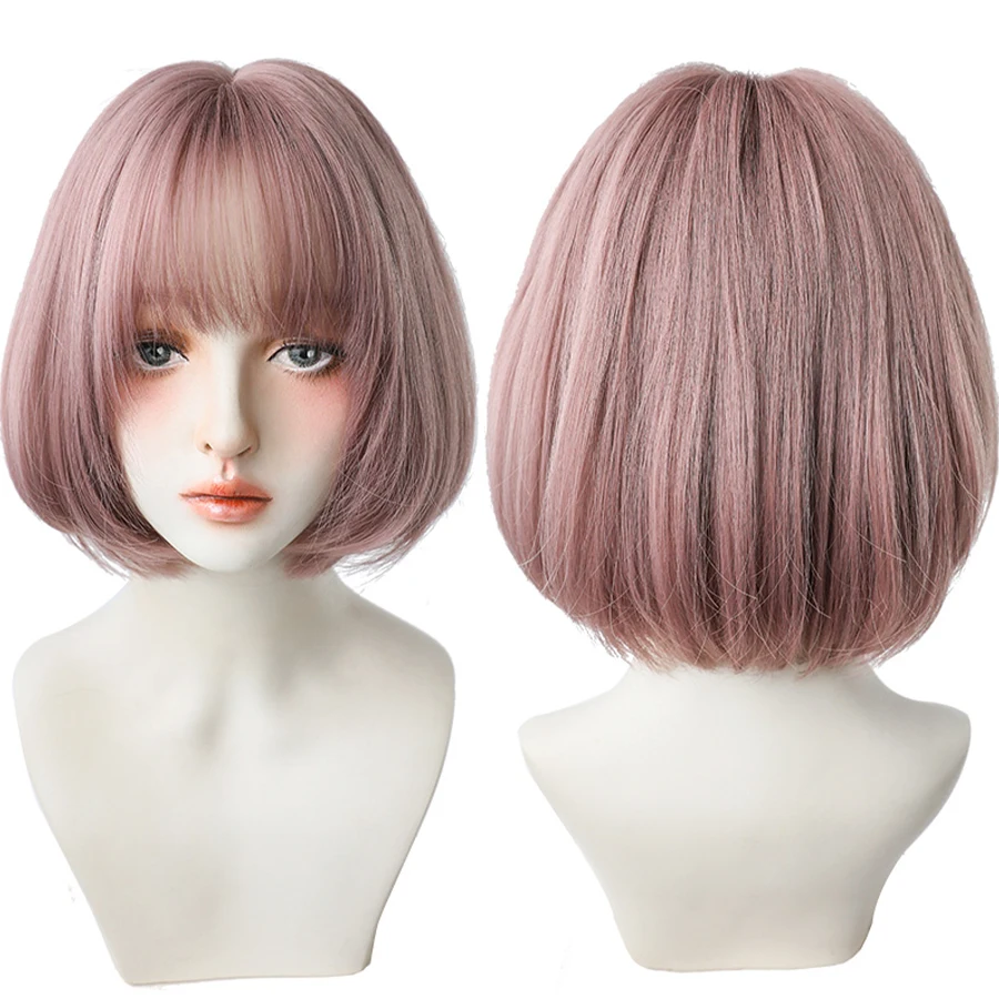 7JHH WIGS Short Bob Straight Ombre Blonde Wigs With Bang For Girl Black Female Synthetic Shoulder Length Crochet Hair Ginger Wig 7JHH WIGS Short Bob Straight Ombre Blonde Wigs With Bang For Girl Black Female Synthetic Shoulder Length Crochet Hair Ginger Wig