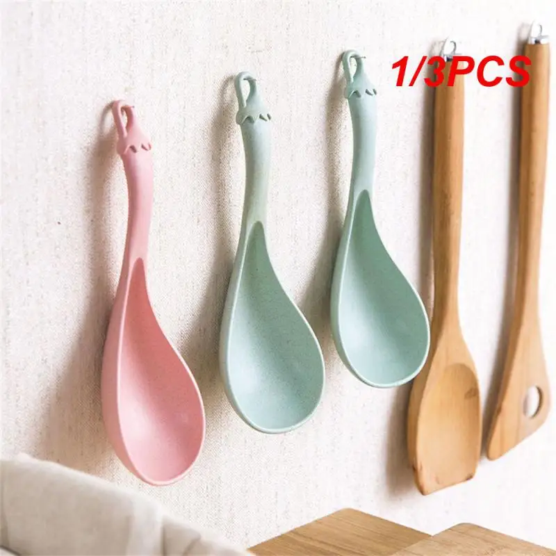 

1/3PCS Thickened Porridge Spoon Wheat Straw Kitchenware Rice Spoon Household Soup Spoon Kitchen Plastic Large Eggplant