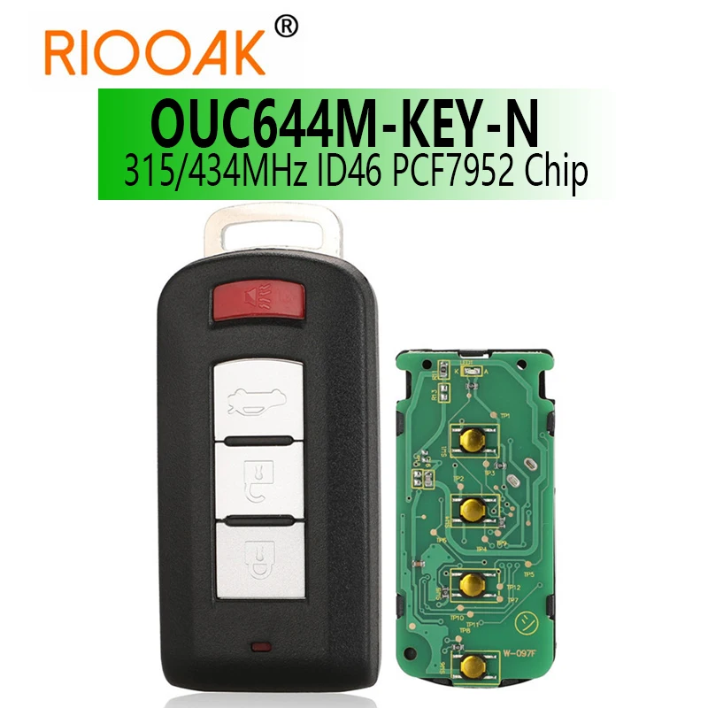315 МГц ID46 PCF7952 чип безключевой Автомобильный ключ Smart Remote Control для Mitsubishi Lancer Outlander 434-2008 OUC644M-KEY-N 
315 МГц ID46 PCF7952 чип безключевой Автомобильный ключ Smart Remote Control для Mitsubishi Lancer Outlander 434-2008 OUC644M-KEY-N