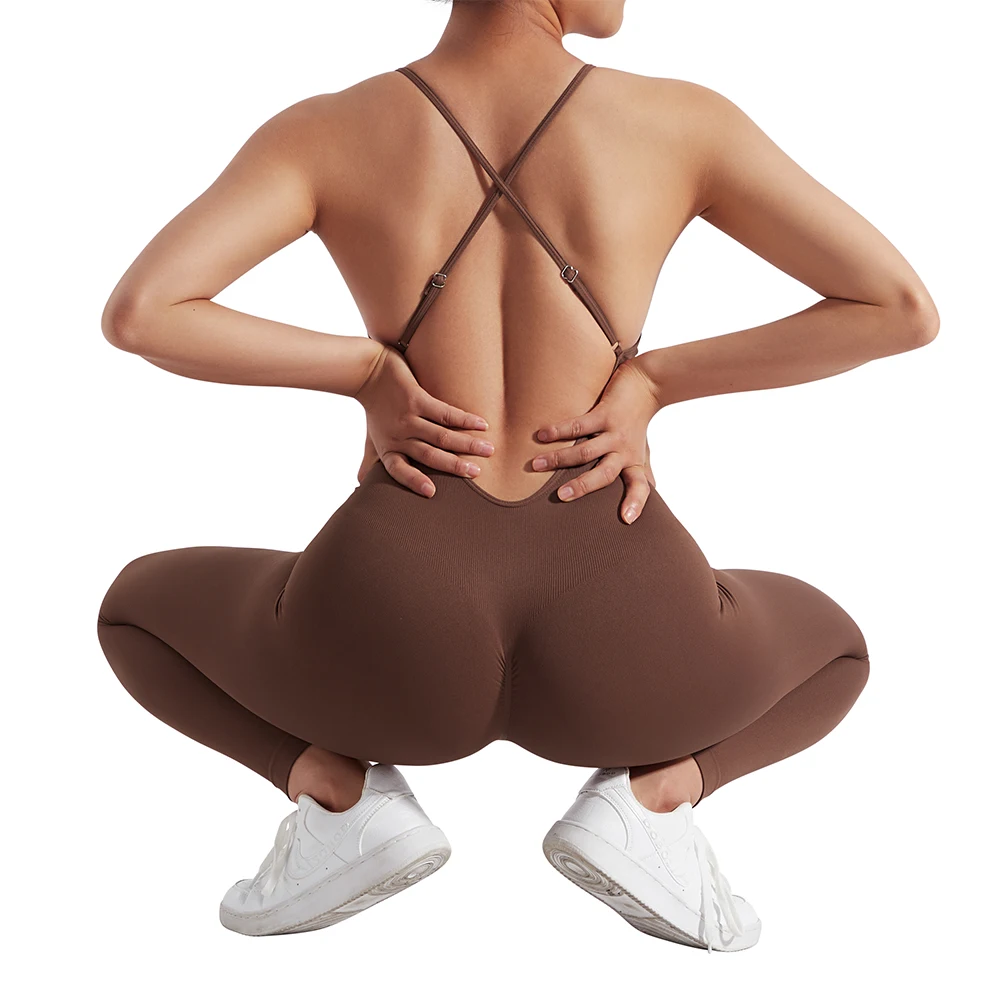 Women Strappy Backless One Piece Jumpsuits Tummy Control Shapewear Square Neck Padded Tracksuits Workout Rompers Jumpsuits Women Strappy Backless One Piece Jumpsuits Tummy Control Shapewear Square Neck Padded Tracksuits Workout Rompers Jumpsuits
