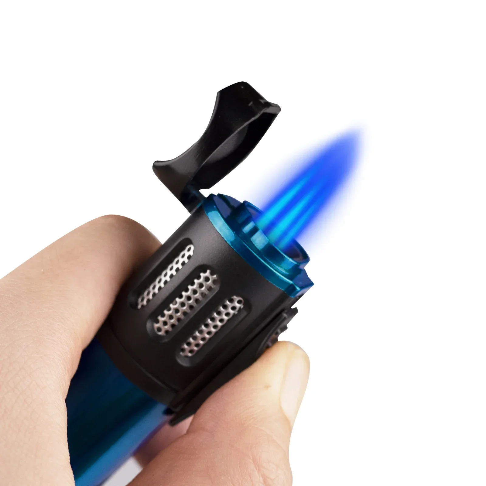 

Triple Torch Cigar Lighters Refill Metal Windproof Gas Butane Jet Lighter Blue Flame Igniter Gadget Man Gift Smoking Accessories