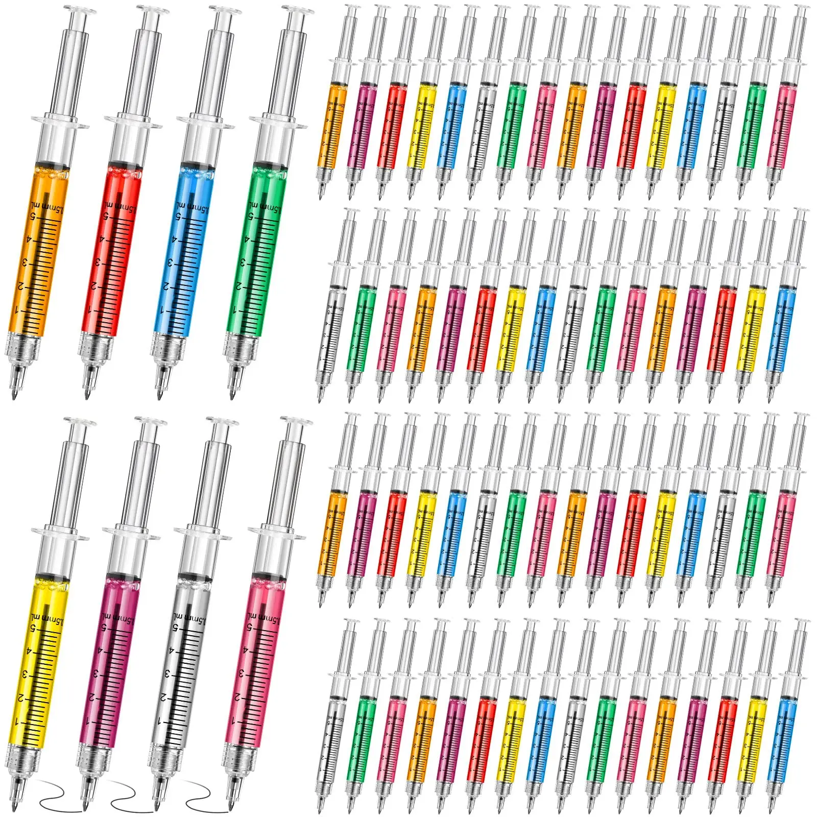 

96Pcs Novelty Lifelike Syringe Pen Peculiar Shape Cute Stationery Ballpoint Pens Bullet 5mm Children Gift Prizes Ballpen