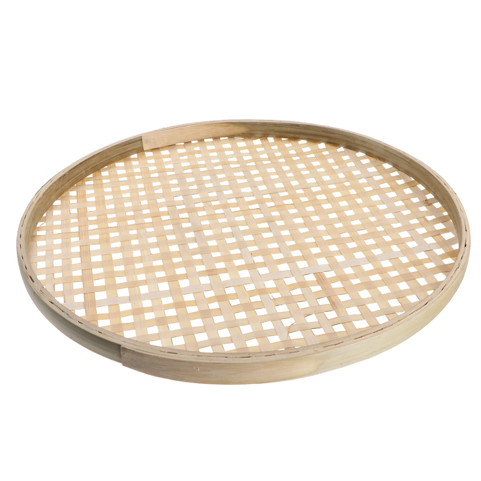 

Basket Tray Fruit Serving Bamboo Woven Baskets Wicker Storage Flat Round Sieve Shallow Food Bread Centerpiece Wall Weaving Bowls