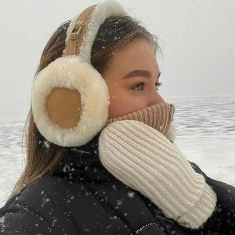 

Soft Warmer Ear Muffs Winter Plush Warm Earmuffs for Women Men Foldable Solid Color Earflap Outdoor Cold Protection EarMuffs