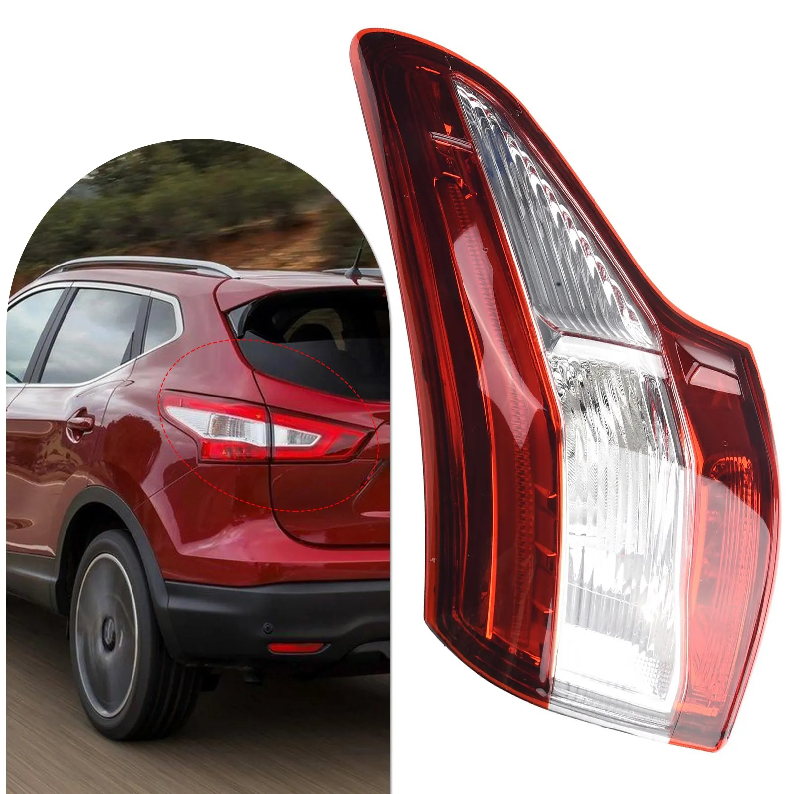 

1x Red LED Right Rear Tail Light Fits For Nissan Qashqai 2014-2016 #26550-4EA0A Plastic External Taillight Assembly Car Lamp