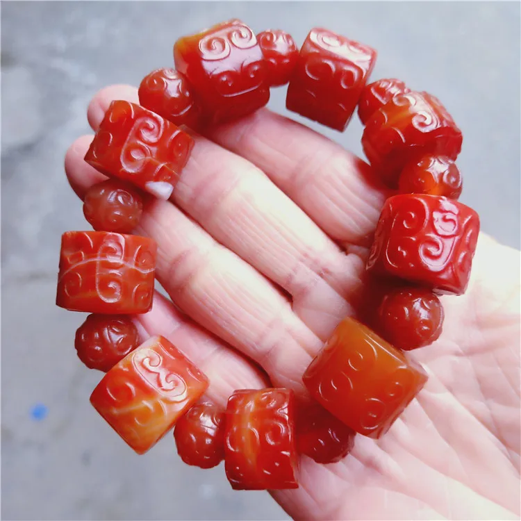 Natural Agate Bracelet Men Women Healing Gemstone Fine Jewelry Genuine Southern Red Agate Carved Beads Big Bracelets Bangles
Natural Agate Bracelet Men Women Healing Gemstone Fine Jewelry Genuine Southern Red Agate Carved Beads Big Bracelets Bangles