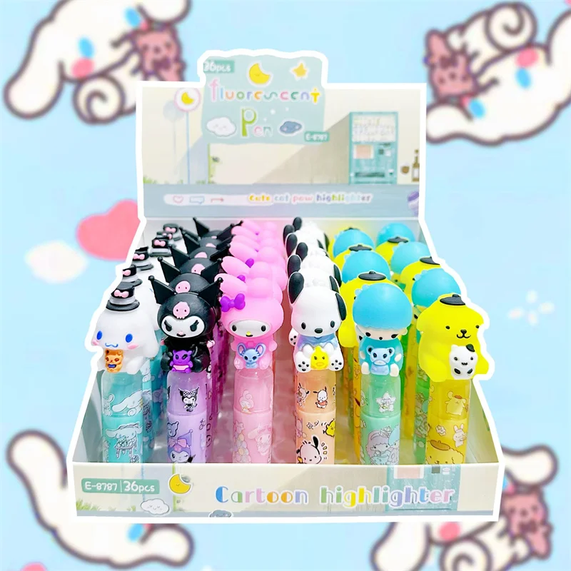 

36 pcs/lot Sanrio Kawaii Animal 6 Colors Highlighter Pen Cute Drawing Marker Pens Fluorescent Pen Office School Supplies