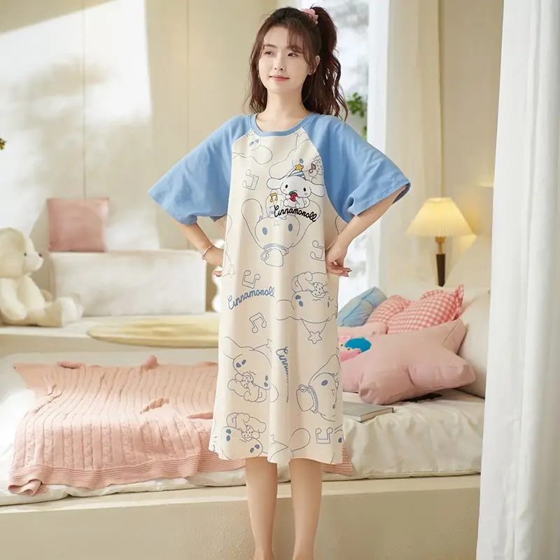 Sanrios Cinnamoroll Kuromi Anime Cartoon Cute Summer Girl Nightdress Pure Cotton Short-Sleeved Pajamas Kawaii Home Clothes
Sanrios Cinnamoroll Kuromi Anime Cartoon Cute Summer Girl Nightdress Pure Cotton Short-Sleeved Pajamas Kawaii Home Clothes
