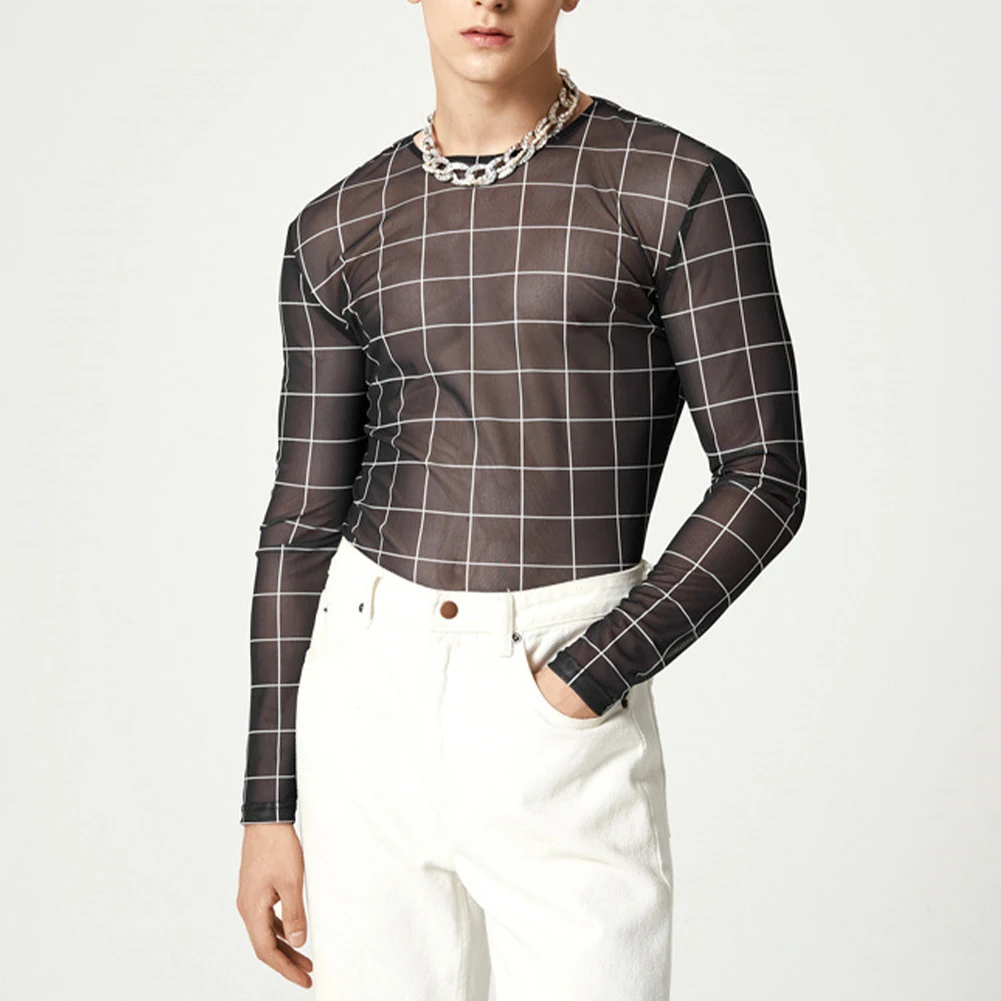 Men Sexy See Through T-shirts Ultra Thin Mesh Shirts Long Sleeve Plaid Top Slim Fit Pullovers Male Fashion Streetwear Tee Top
Men Sexy See Through T-shirts Ultra Thin Mesh Shirts Long Sleeve Plaid Top Slim Fit Pullovers Male Fashion Streetwear Tee Top