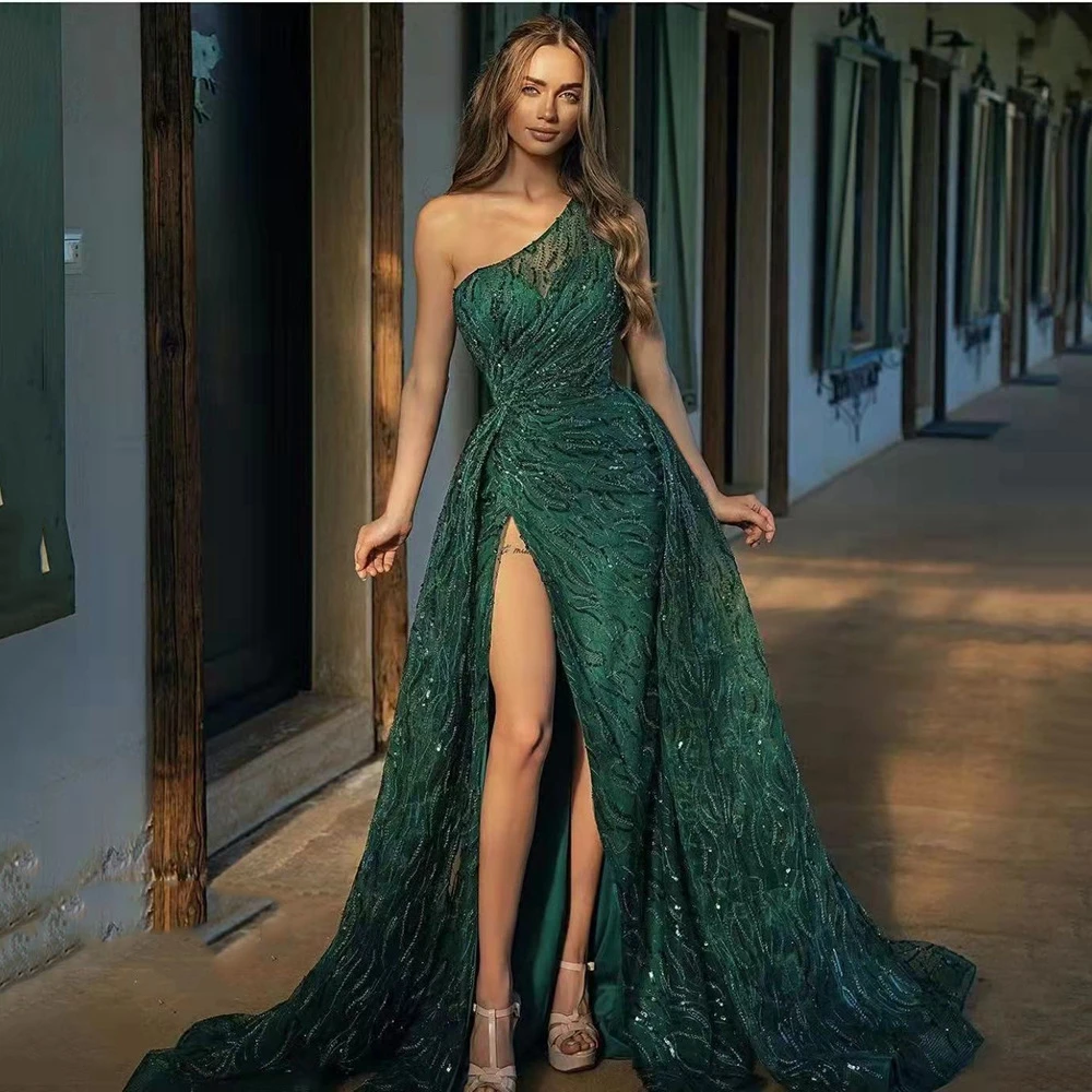 One Shoulder Embroidered Beaded Sequin Evening Party Dress High Split Fashion Tulle Formal Prom Beach Dress
One Shoulder Embroidered Beaded Sequin Evening Party Dress High Split Fashion Tulle Formal Prom Beach Dress