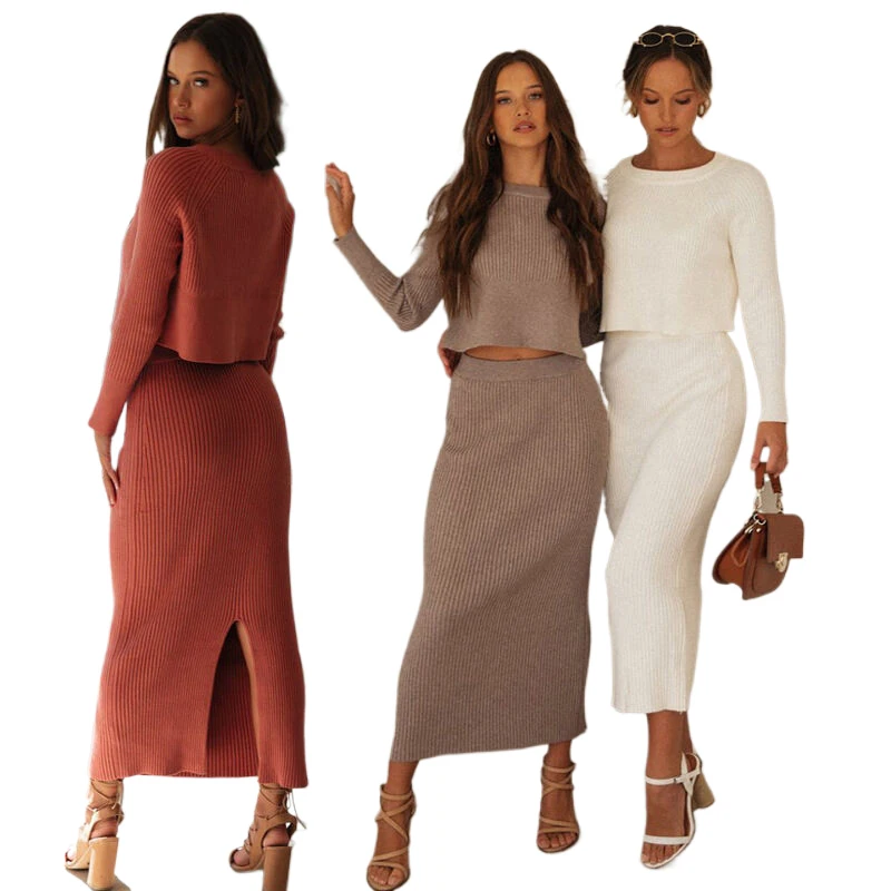 Women's Winter 2 Piece Sweater Set Rib Knit Long Sleeve Crop Top Casual Outfits Maxi Bodycon Dress
Women's Winter 2 Piece Sweater Set Rib Knit Long Sleeve Crop Top Casual Outfits Maxi Bodycon Dress