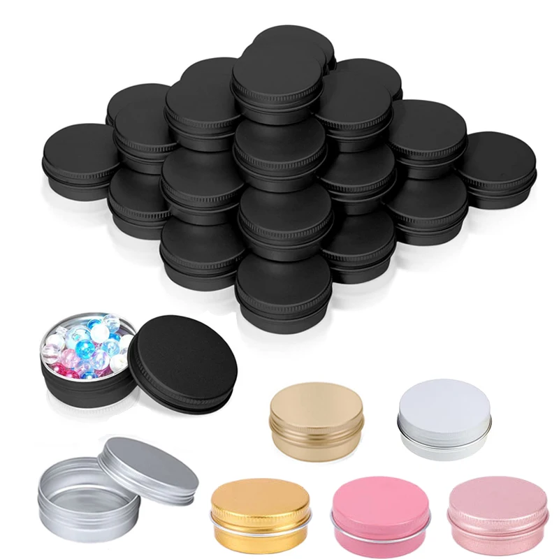 

30Pcs Colored 5g-60g Aluminum Jars Lip Balm Cans Tea Storage Pots Makeup Travel Containers Refillable Metal Cosmetic Tins