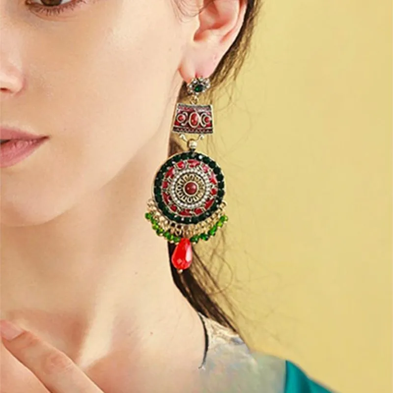 

Indian Jewelry Women's Earrings Large Bohemian Style Ornament Long