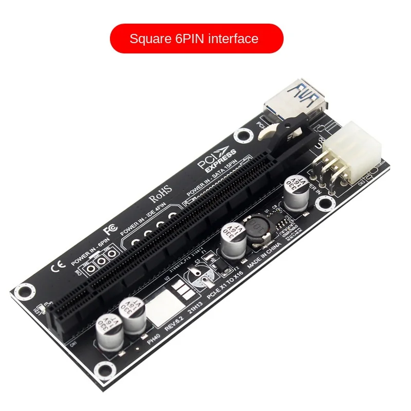 

PCI-E Riser Card PCI Express X1 To X16 Graphics Card Expansion Adapter Card SATA 6Pin Power PCIe 1x 16x for Mining Bitcoin Miner