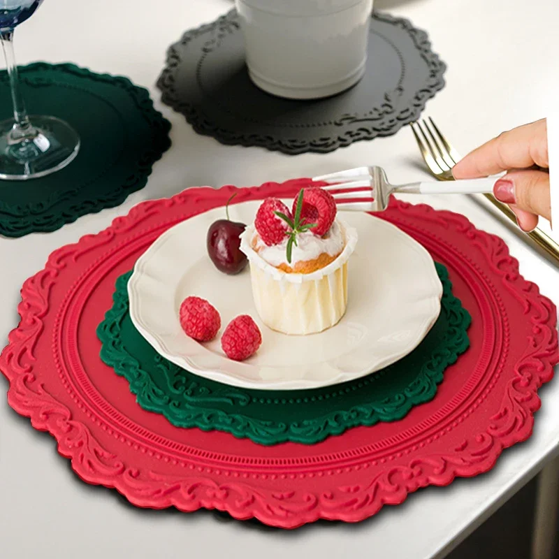 

Lace Silicone Tablemat Kitchen Placemat Oil Resistant Heat Insulation Non-Slip Coaster Bowl Pads Home Washable Cup Mat 12/23/35