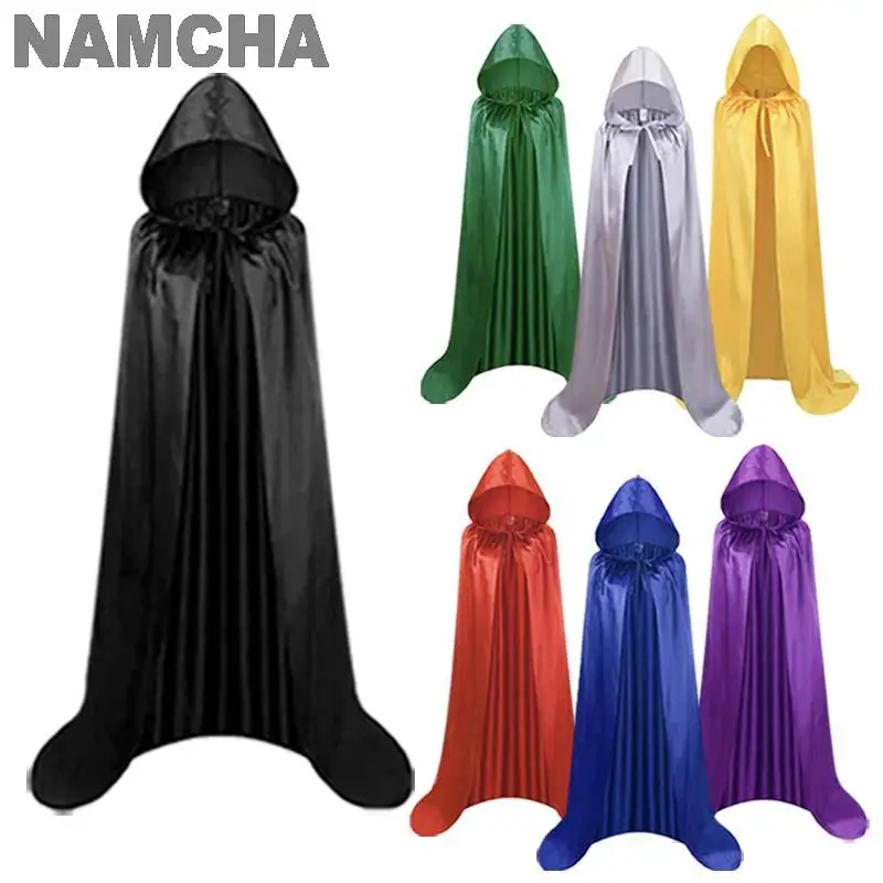 

Adult Kids Vampire Cosplay Hooded Cape for Men Women Medieval Costume Unisex Witch Wicca Halloween Full Length Cloak