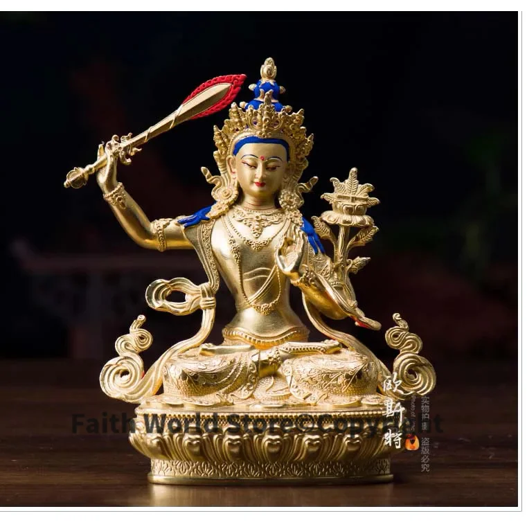 High grade Buddha figure - HOME hall TOP efficacious Protection Buddhism gold-plated Manjusri buddha figure statue-16CM
High grade Buddha figure - HOME hall TOP efficacious Protection Buddhism gold-plated Manjusri buddha figure statue-16CM