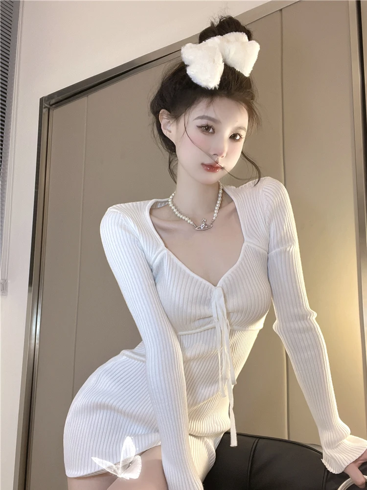 2022 Autumn Winter Women Wrap Knitted Bodycon Dress Solid Halter Long Sleeve Sheath Knitwear Sexy Mini Dress Female Vestido
2022 Autumn Winter Women Wrap Knitted Bodycon Dress Solid Halter Long Sleeve Sheath Knitwear Sexy Mini Dress Female Vestido