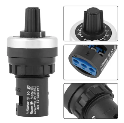 LA42DWQ 10K Potentiometer Panel Mount VSD/VFD Rotary Potentiometer 22mm Mounting Hole Home Appliance Accessories
LA42DWQ 10K Potentiometer Panel Mount VSD/VFD Rotary Potentiometer 22mm Mounting Hole Home Appliance Accessories