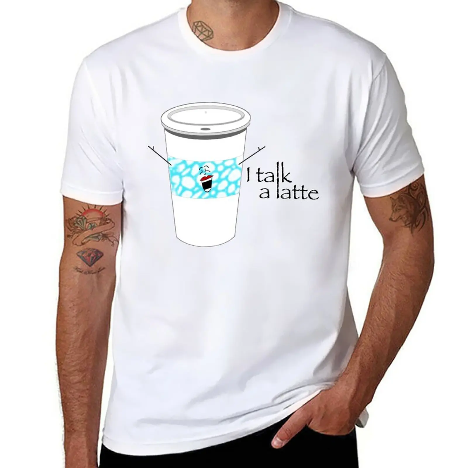 

Новая футболка I Talk A Latte, Забавные футболки, пустые футболки, графическая футболка, мужские Графические футболки, хип-хоп