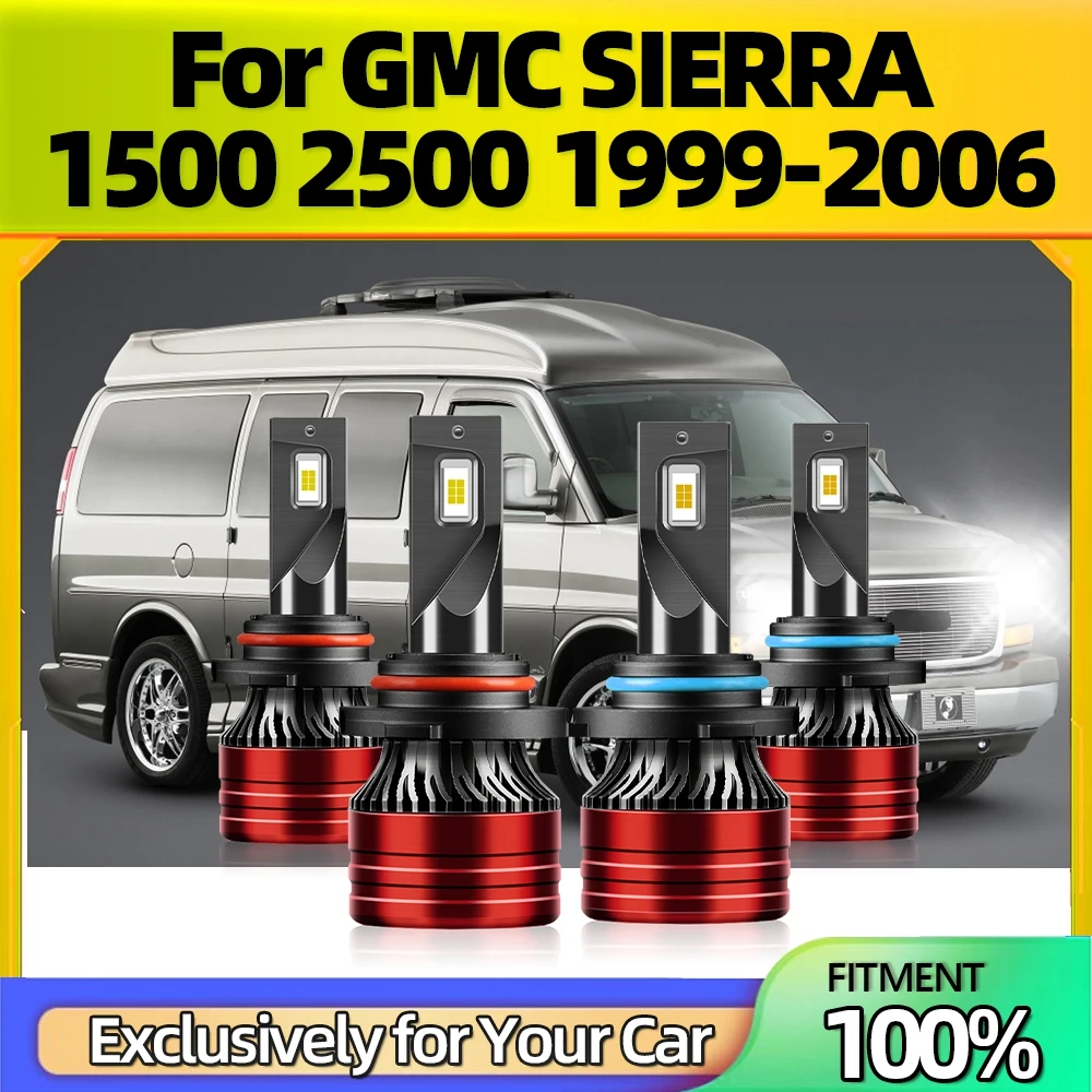 

Наружные Автомобильные фары, 4 шт., фонари, 110 лм, 9005 Вт, 9006, 6500, 1500, высокая, низкая яркость 2500 K, фонари IP68 для GMC SIERRA 1999, 2006,-