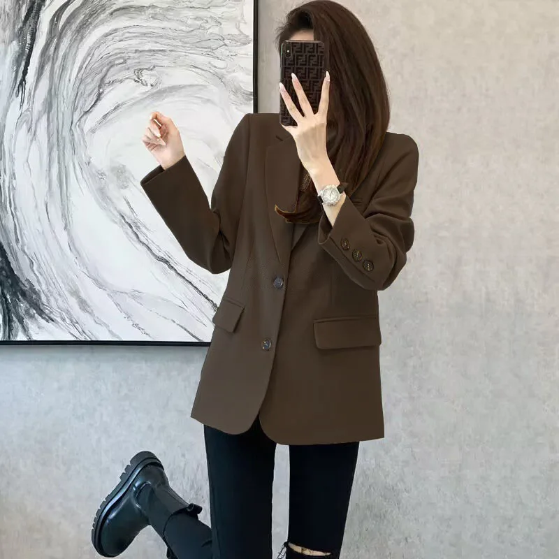 Women Blazer Casual Jacket Multi-Color Pocket All-Match Long Sleeved OL Autumn Winter Elegant Office Lady Coat Loose Solid Thin Women Blazer Casual Jacket Multi-Color Pocket All-Match Long Sleeved OL Autumn Winter Elegant Office Lady Coat Loose Solid Thin