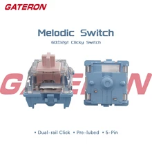 Gateron Melodic Switch 60g Clicky 5-Pin MX Switch for Mechanical Keyboard Pre-lubed Nylon SMD Long Spring Dual Rail Click DIY