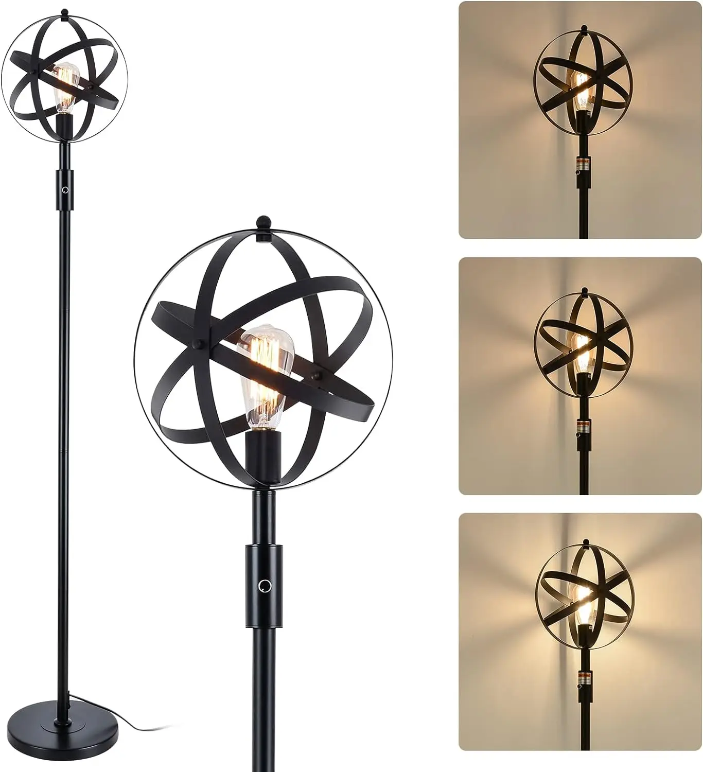 Industrial Floor Lamp with On/Off Dimmable Switch, Rustic Spherical Standing Lamp, 40W Retro Torchiere Floor Light for Office, L
Industrial Floor Lamp with On/Off Dimmable Switch, Rustic Spherical Standing Lamp, 40W Retro Torchiere Floor Light for Office, L