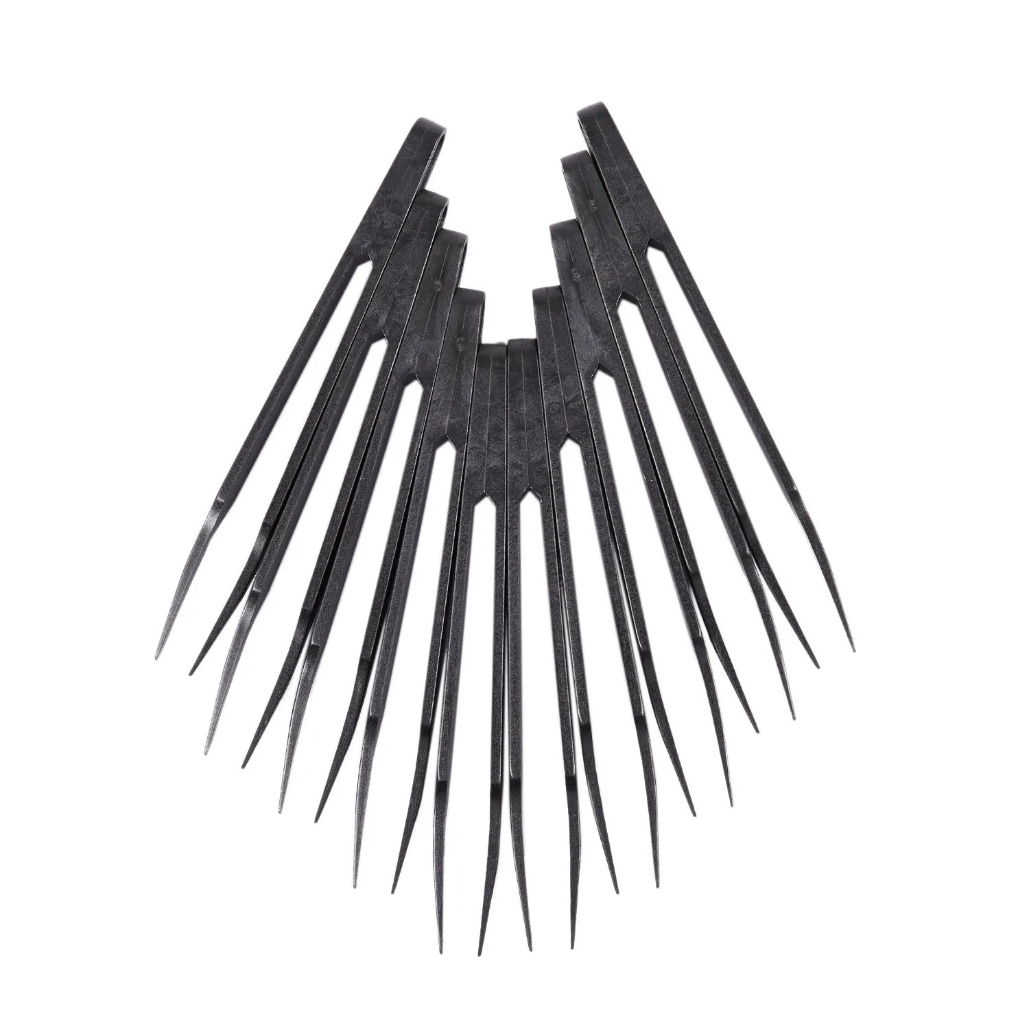 

Industries Round Tip Straight Plastic Anti-static Tweezers Black 10Pcs