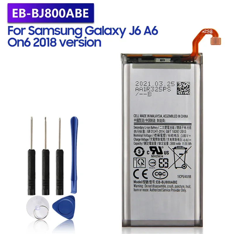 

Replacement Battery EB-BJ800ABE For Samsung Galaxy J6 A6 On6 2018 version SM-A600F J600 Rechargeable Battery 3000mAh