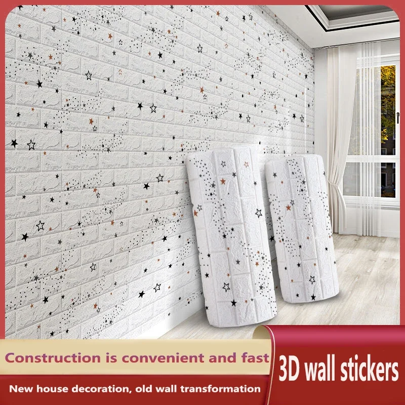 

10M Stickers Self-Adhesive Panels 3D Soft Crash Foam Wallpaper Imitation Brick Wall Stickers Home Living Room Kid Bedroom Decor.