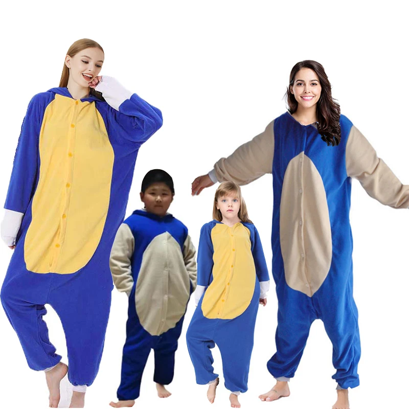 

PAJAMASE Hedgehog Family Jumpsuit Women Onesie Adult Fleece Cartoon Cosplay Costumes Kids Birthday Pijama Raccoon Kigurumi