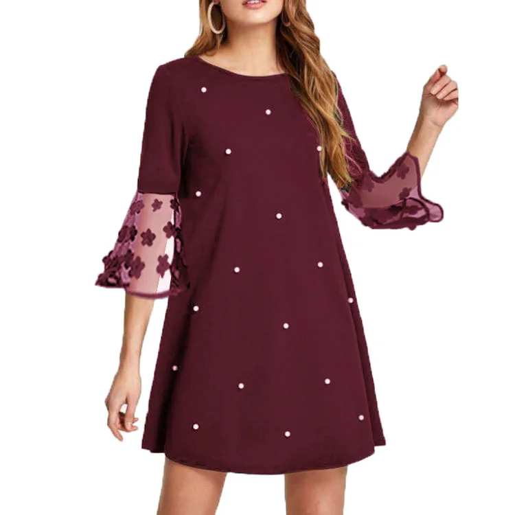 Plus Size Short Skirt Fashion Round Neck Solid Color Polka-dot Sleeve Loose Dress Women's Dress
Plus Size Short Skirt Fashion Round Neck Solid Color Polka-dot Sleeve Loose Dress Women's Dress