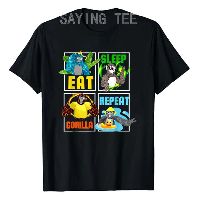

Gorilla Monkey Tag VR Game Birthday Boys Eat Sleep Repeat T-Shirt Video Game Lover Gamer Life Style Graphic Tee Tops Sons Gifts