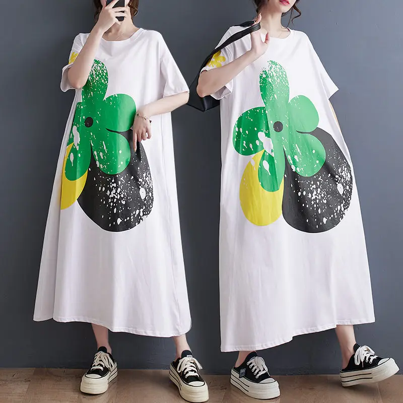 2023 Summer New Literary Loose Big Size Flower Print Dress Fashion Short Sleeve Versatile Casual Long Dress Women Shirts Z1923
2023 Summer New Literary Loose Big Size Flower Print Dress Fashion Short Sleeve Versatile Casual Long Dress Women Shirts Z1923