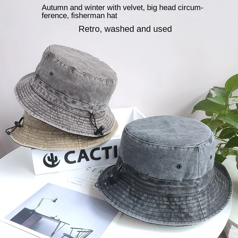 

Men Women Bucket Hats with Thin Fleece Lined for Big Head Oversized Caps XXXL 59-62cm 63-64cm Cotton Stone Washed Free Shippping