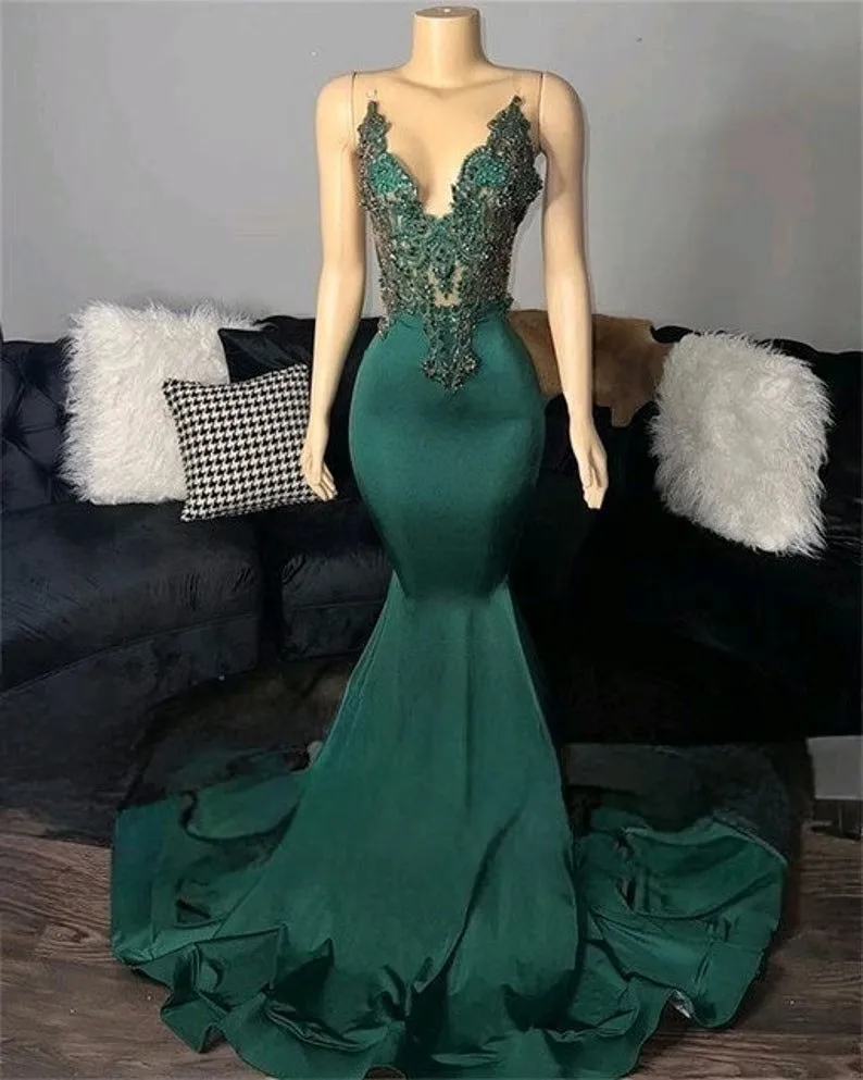 Green African American Prom Dresses Mermaid Sheer Beaded Black Girls Nigeria Robe De Soiree Evening Dress Gown
Green African American Prom Dresses Mermaid Sheer Beaded Black Girls Nigeria Robe De Soiree Evening Dress Gown