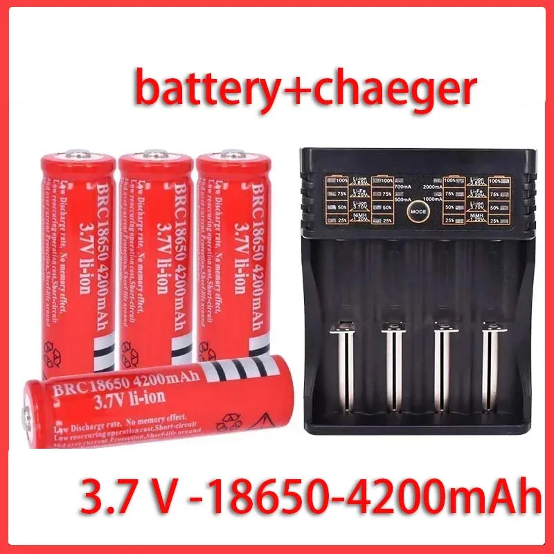 

18650 battery 3.7V 4200 Mah free shipping rechargeable battery 100% original lithium-ion 18650 flashlight battery+401 charger