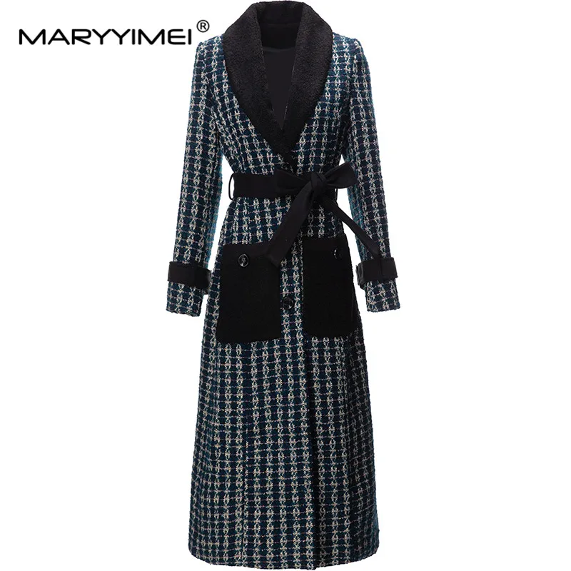 Модное дизайнерское осенне-зимнее пальто MARYYIMEI, женское однобортное пальто с длинными рукавами и отложным воротником и широкими карманами спереди
Модное дизайнерское осенне-зимнее пальто MARYYIMEI, женское однобортное пальто с длинными рукавами и отложным воротником и широкими карманами спереди