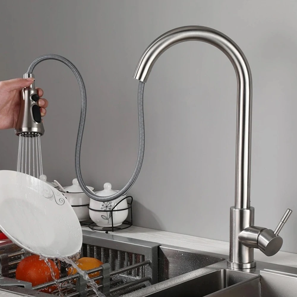 Mixer Hot and Cold Water Taps Kitchen Faucet Deck Mounted Single Handle Pull Down Kitchen Accessories Stainless Steel
Mixer Hot and Cold Water Taps Kitchen Faucet Deck Mounted Single Handle Pull Down Kitchen Accessories Stainless Steel