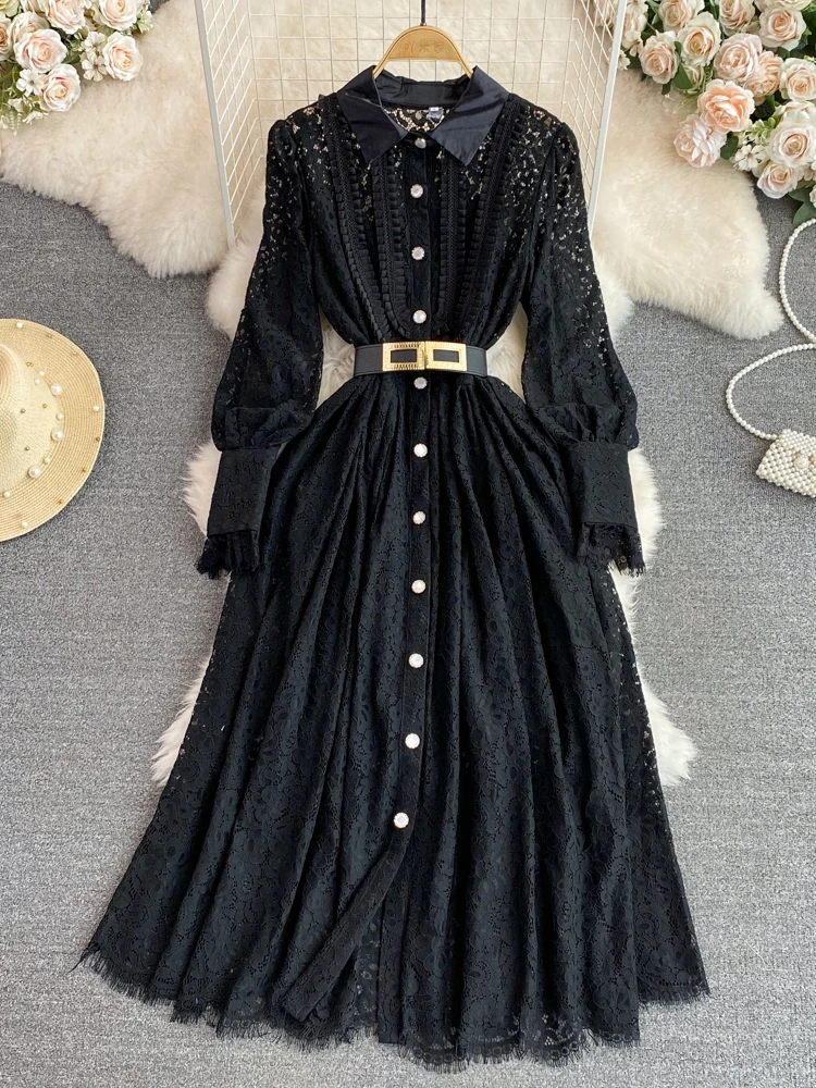 HIGH STREET Newest Fashion 2024 Runway Designer Women's Lapel Single Breasted Hook Flower Hollowed Out Lace Shirt Dress
HIGH STREET Newest Fashion 2024 Runway Designer Women's Lapel Single Breasted Hook Flower Hollowed Out Lace Shirt Dress