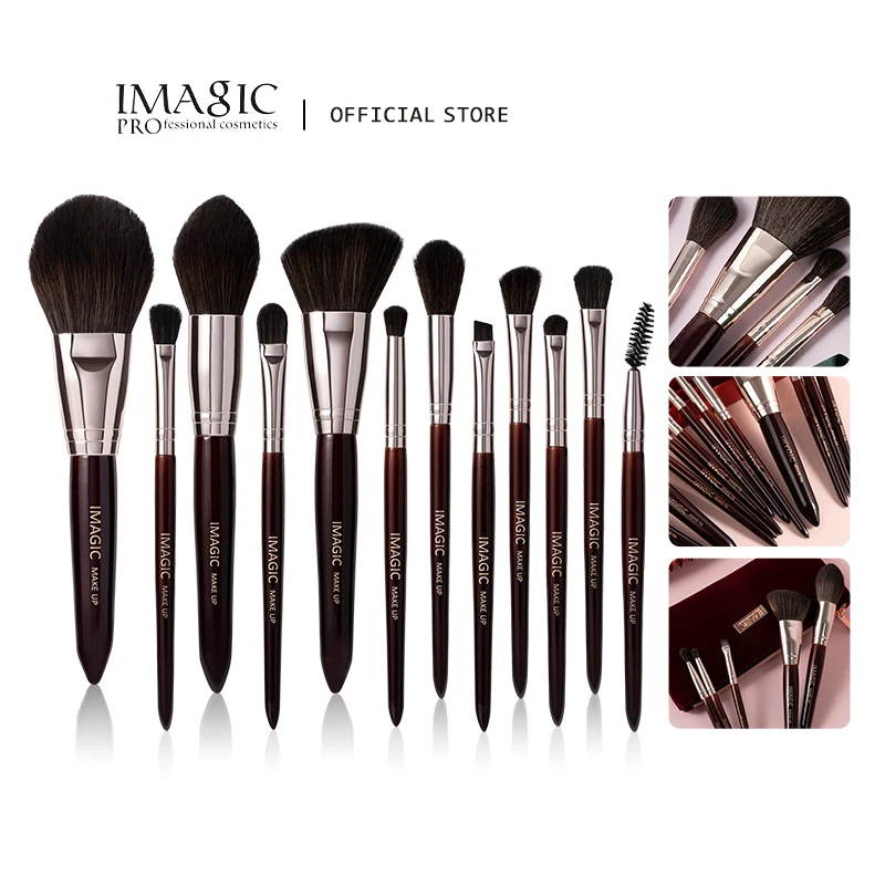 

IMAGIC 12Pcs/Kit Makeup Brushes Set Eyeshadow Powder Blush Highlighter Synthetic Natural Hair Professional Cosmetic Beauty Tools