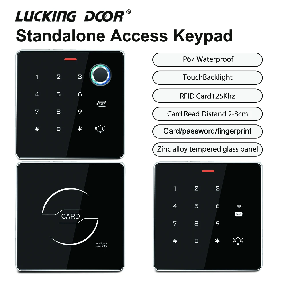 

Lucking Door New Fancy Design T886 Zinc Alloy Metal Access Control Keypad Standalone Door Unlock by Fingerprint,RFID EM Card,Pin