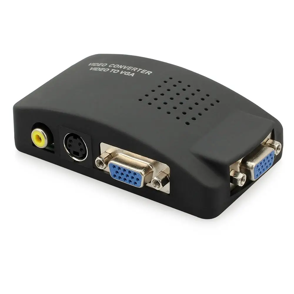Video to VGA Converter with S-Video AV In Out Switch Mini Box for PC Laptop LCD TV Monitor CCTV Camera DVD Player | Безопасность и