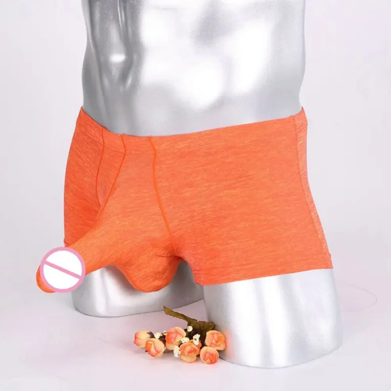 

Mens Sexy Underwear Bikini Ball Boxer Shorts Flat Corner Underwear Big Pouch U Convex Elephant Nose Trunk Four Corner Underpants