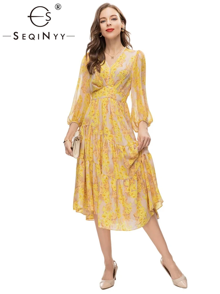 SEQINYY Casual Dress Summer Spring New Fashion Design Women Runway High Street Yellow Flowers Print Chiffon Beading A-Line
SEQINYY Casual Dress Summer Spring New Fashion Design Women Runway High Street Yellow Flowers Print Chiffon Beading A-Line