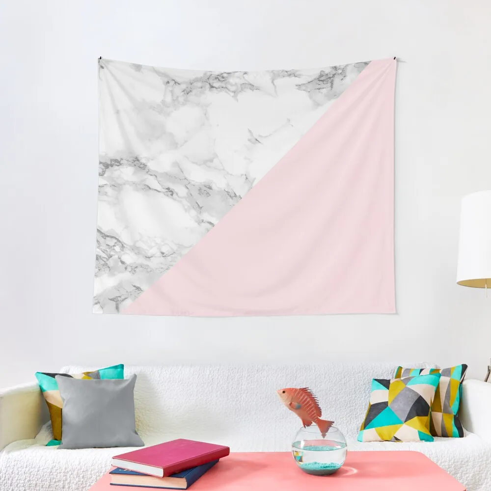 

Marble + Pink Pastel Color. Classic Geometry. Tapestry Aesthetic room decorations Wall coverings