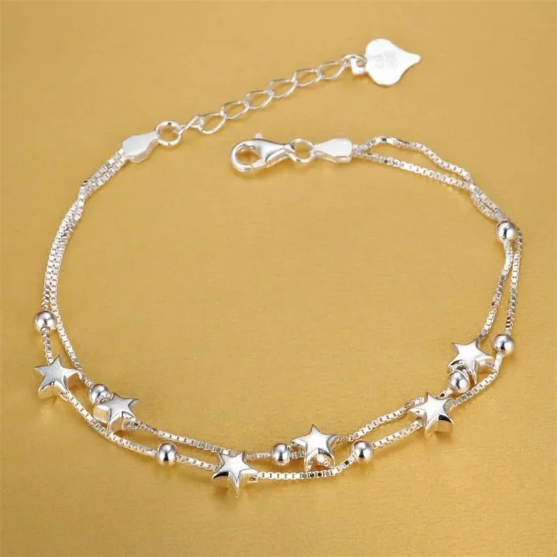 

925 Sterling Silver Beautiful Stars Bracelets For Women Korean Fashion Designer Party Wedding Jewelry Holiday Gifts